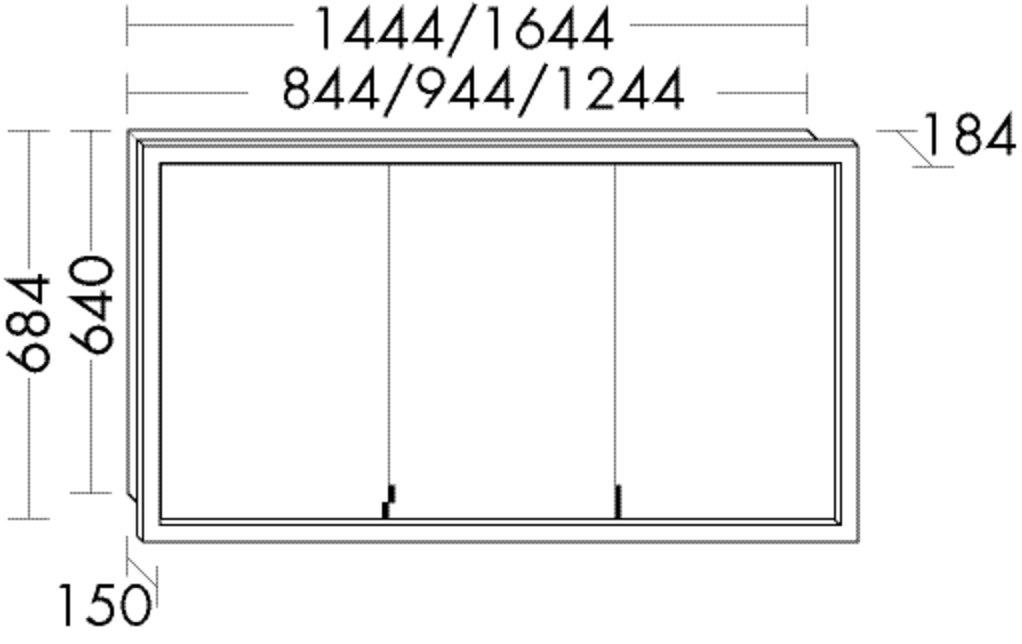 Burgbad Spiegelschrank sys30 144,4 x 68,4 x 18,4 cm, Aqua, mit umlaufender LED-Beleuchtung