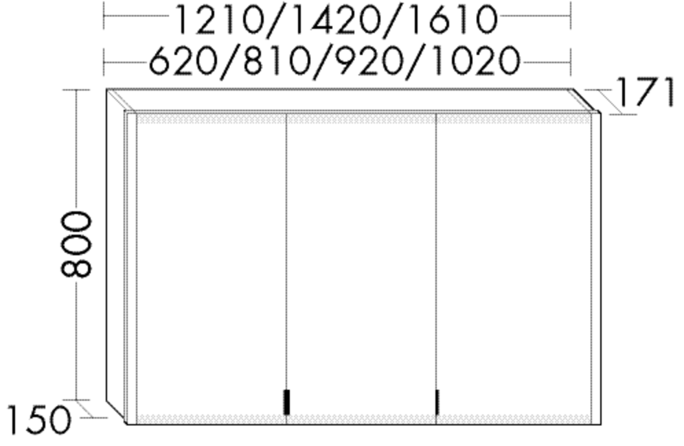 Burgbad Spiegelschrank rl20 81 x 80 x 17,1 cm, Melamin, mit umlaufender LED-Beleuchtung, Klarglas, Wandeinbau