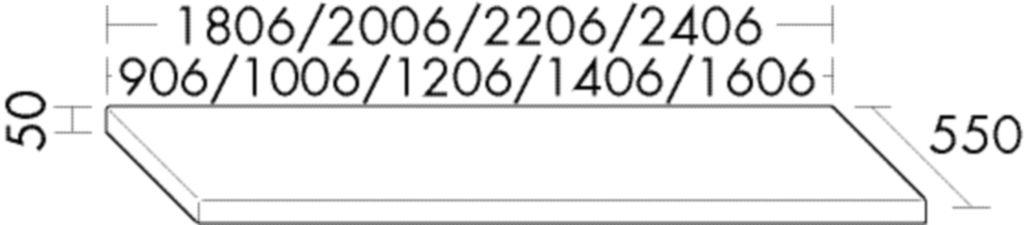 Burgbad Konsolenplatte sys30 120,6 x 5 x 55 cm, Lackiert Matt, mit Metallkonsolen