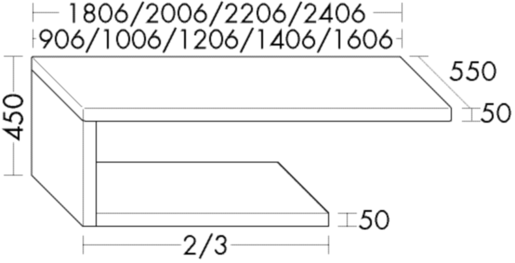 Burgbad Konsolenplatte sys30 100,6 x 45 x 55 cm, Melamin, mit Metallkonsolen