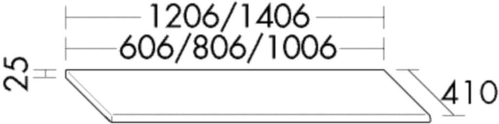 Burgbad Konsolenplatte sys30 140,6 x 2,5 x 41 cm, Selbstheilend, mit Metallkonsolen
