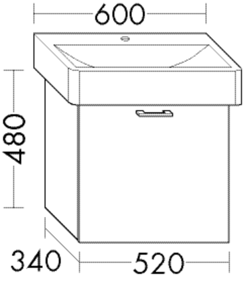 Burgbad Waschtischunterschrank sys30 52 x 48 x 34 cm, Echo, 1 Auszug