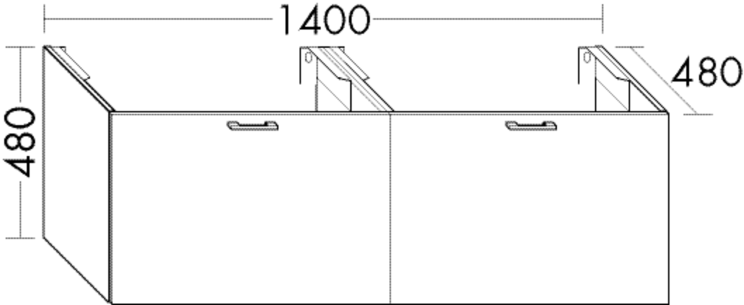 Burgbad Waschtischunterschrank sys30 140x48x48cm, 2 Auszüge, Echo