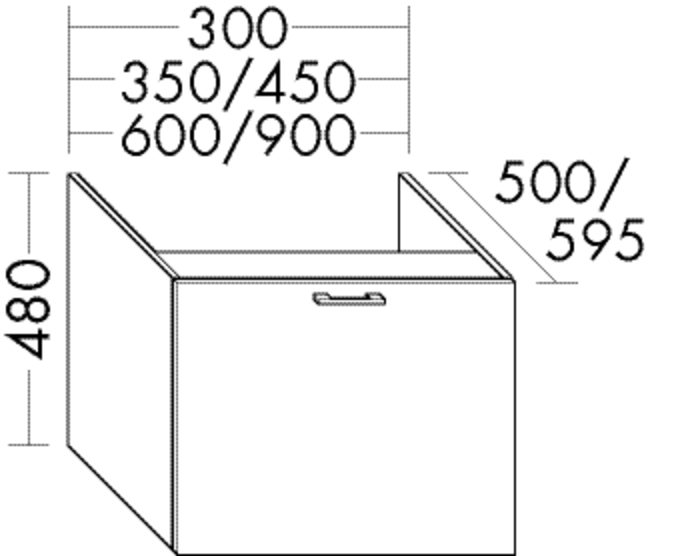 Burgbad Unterschrank sys30 90 x 48 x 50 cm, Sana, 1 Auszug