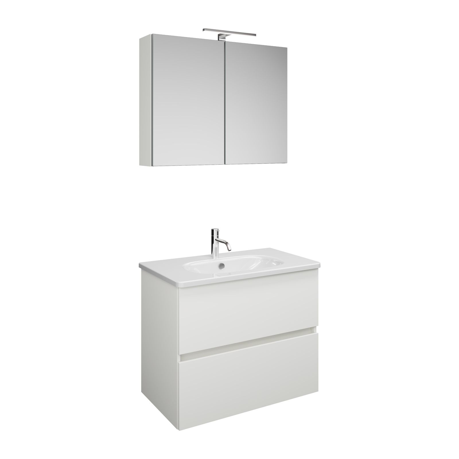 Burgbad Waschtisch-Kombination Rocio mit Spiegelschrank, 80,5 x 200 x 46,5 cm, Weiß Matt