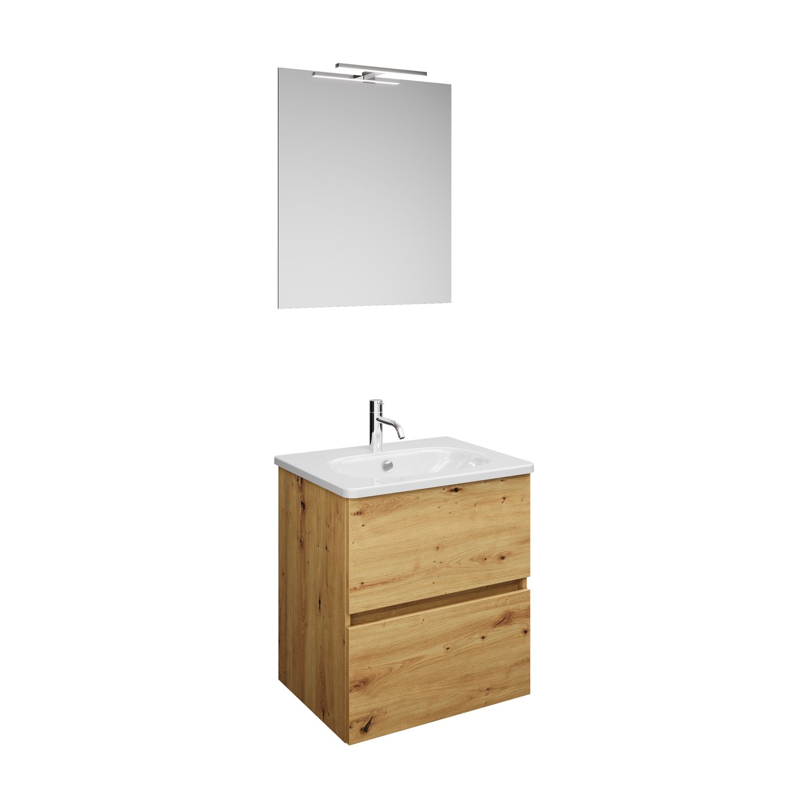 Burgbad Waschtisch-Kombination Rocio mit Spiegel, 60,5 x 200 x 46,5 cm, Eiche Dekor Urban