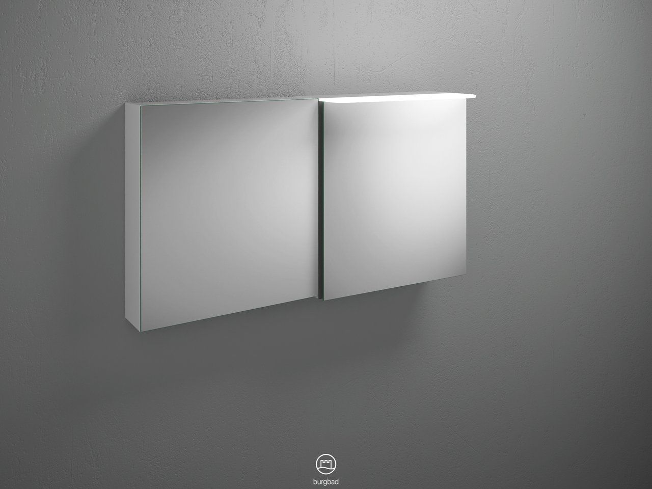 Burgbad Spiegelschrank Badu 120 x 66,5 x 31 cm, Thermo, 2 Türen, horizontale LED-Beleuchtung