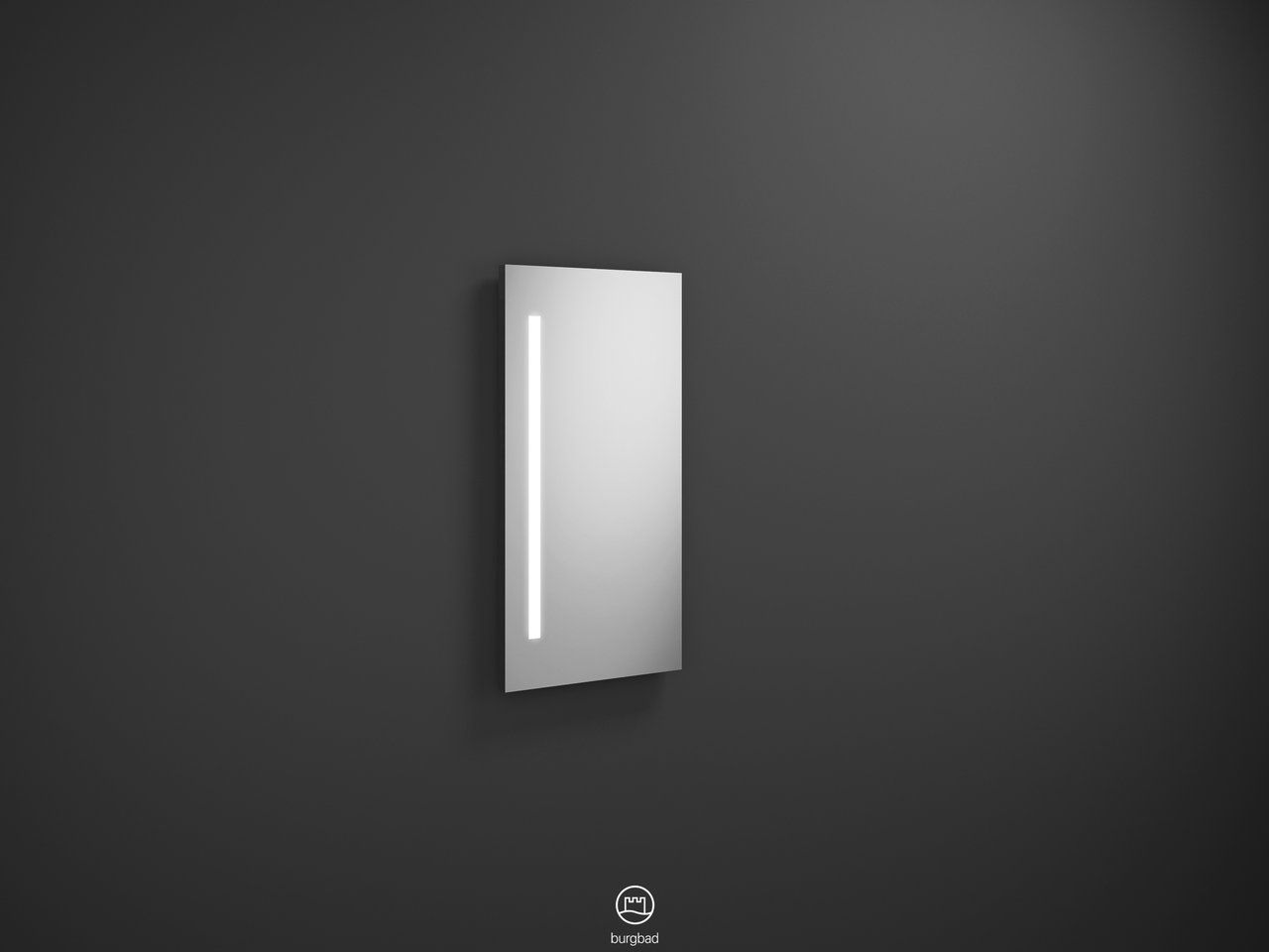 Burgbad Leuchtspiegel Eqio 40x80x2,6cm, mit vertikaler LED-Beleuchtung, Acryl/Melamin