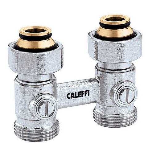 Caleffi Zweirohr-Hahnblock Durchgang, Heizkörperanschluss 3/4" IG