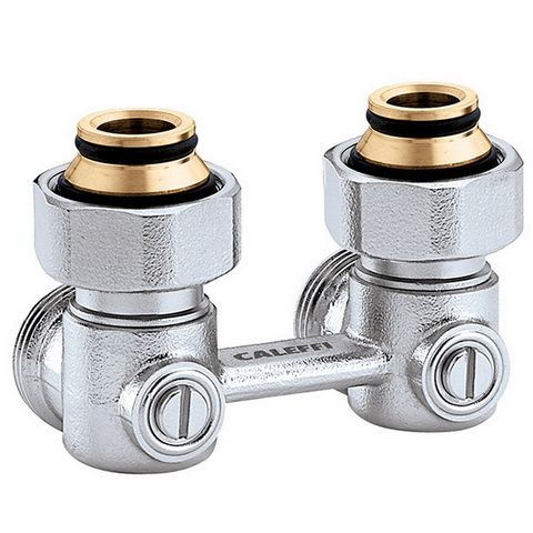 Caleffi Zweirohr-Hahnblock Eck, Heizkörperanschluss 3/4" IG