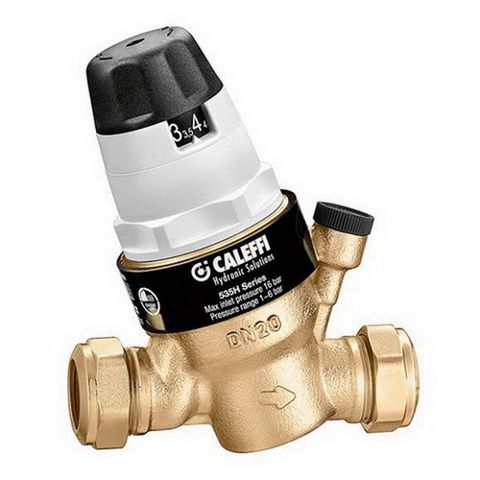 Caleffi Druckminderer Ø 22 mit Manometeranschluss 1/4" IG, max. 80 GradC