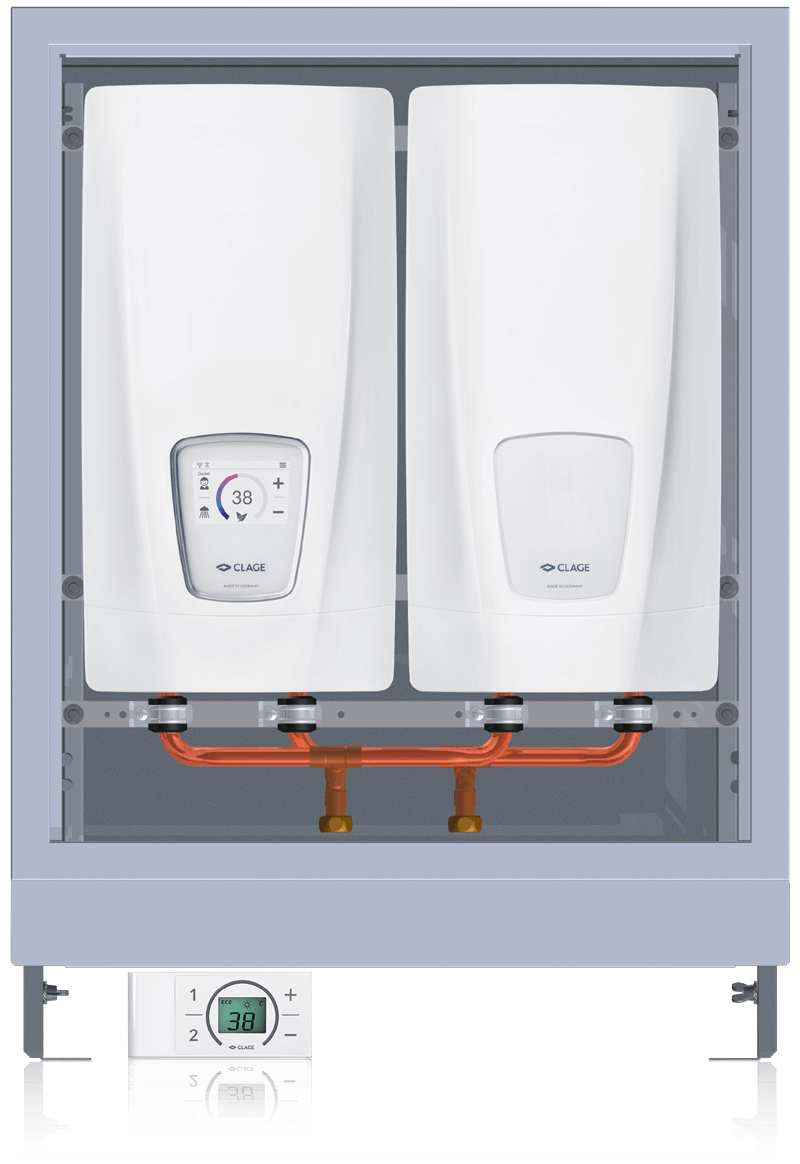Clage Durchlauferhitzer DSX Touch Twin 18/21/24/27 kW, 380-415 V, komplett, elektronisch geregelt