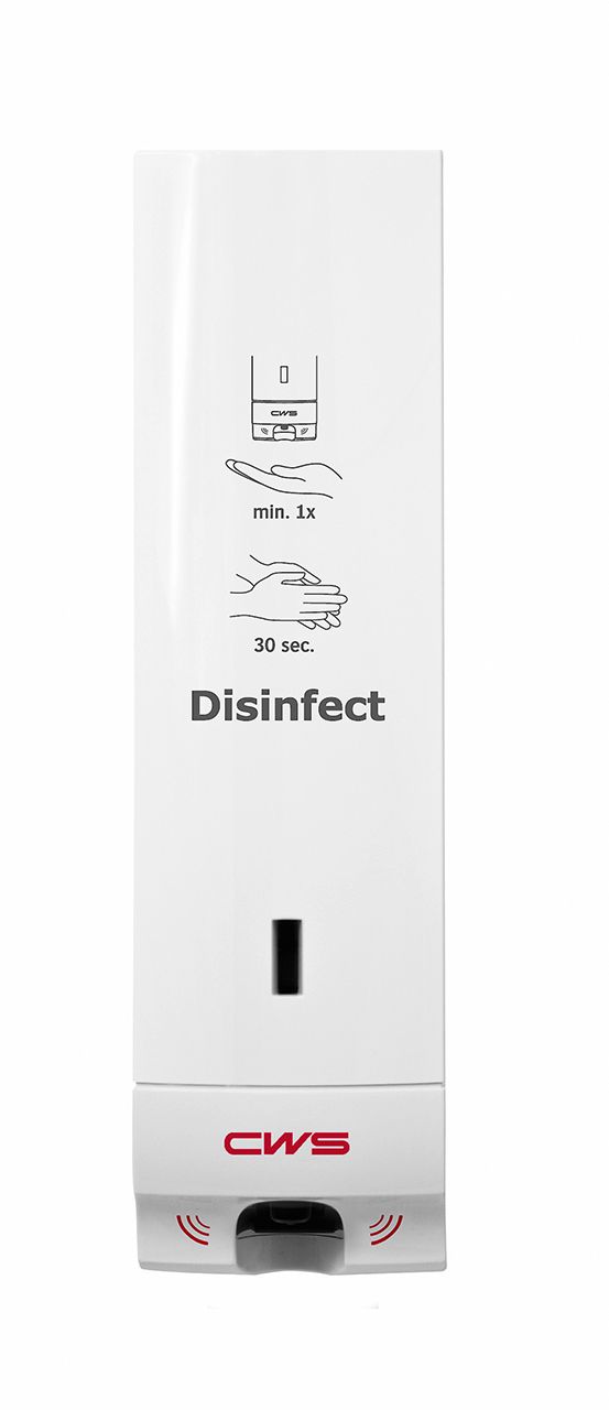 CWS Desinfektionsmittelspender Paradise Disinfect Non-Touch, weiß, mit Aufdruck