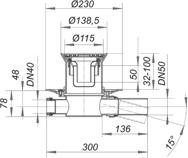 Dallmer Bodenablauf 32 ERP 12 Serie 10 Ø 115 mm, DN 50, Polypropylen, hochschlagfest
