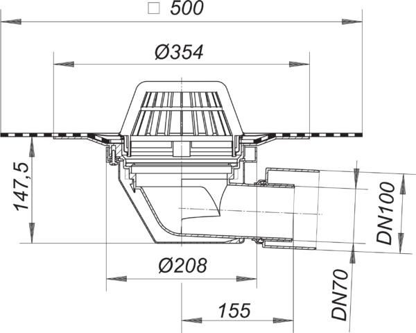 Dallmer Dachablauf 64 H DallBit, beheizt, DN 70/DN 100
