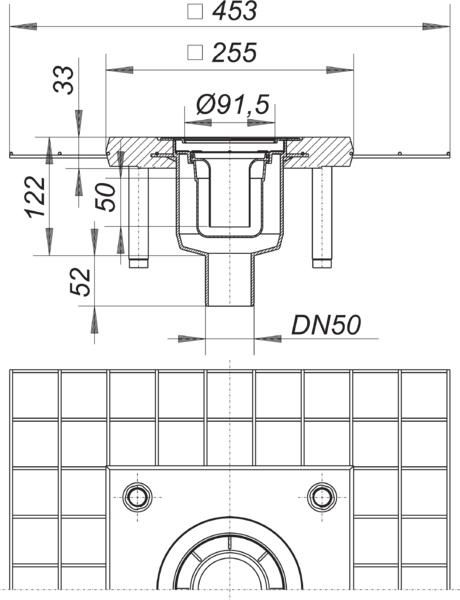 Dallmer Ablaufgehäuse Serie 10 CeraDrain 49 DN 50, Ablauf senkrecht