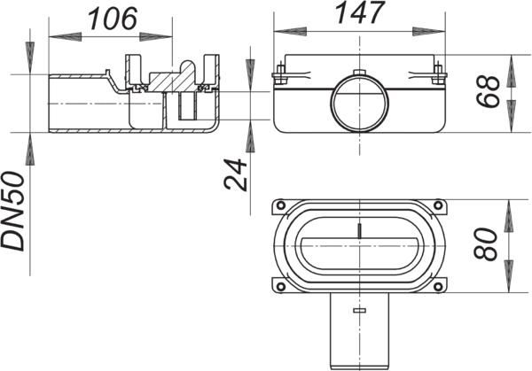 Dallmer Ablaufgehäuse CeraLine Nano, DN 50