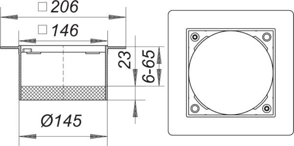 Dallmer Aufsatzrahmen PVC 15 Serie 15 150 x 150 mm, mit Gewindeeinsätzen