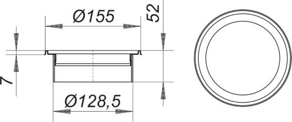 Dallmer Aufsatzrahmen VS 15 Serie 15 Edelstahl 1.4301, d= 155mm