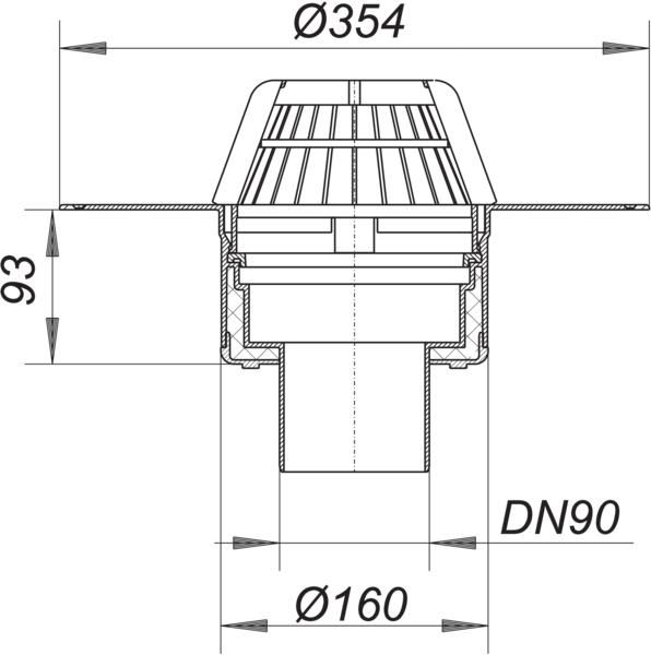 Dallmer Dachablauf 62 FPO-PP DN 90, mit extra breitem Flansch