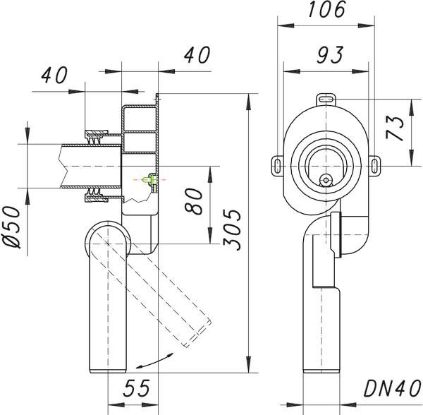 Dallmer Urinal-Absaug-Siphon HL 430 DN 40, 0-90Grad, Polypropylen, hochschlagfest