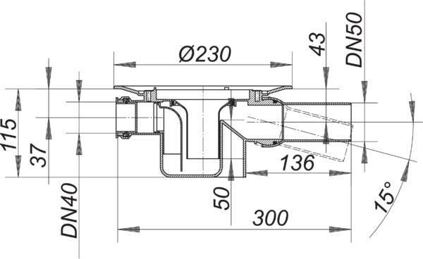 Dallmer Ablaufgehäuse Serie 10 46 S DN 50, Zulauf DN 40