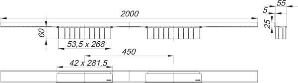 Dallmer Duschrinne CeraWall Select Duo Edelstahl matt, 2000 mm