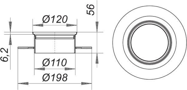Dallmer Aufsatzrahmen VS 15 Serie 15 Ø 120 mm, Edelstahl 1.4301