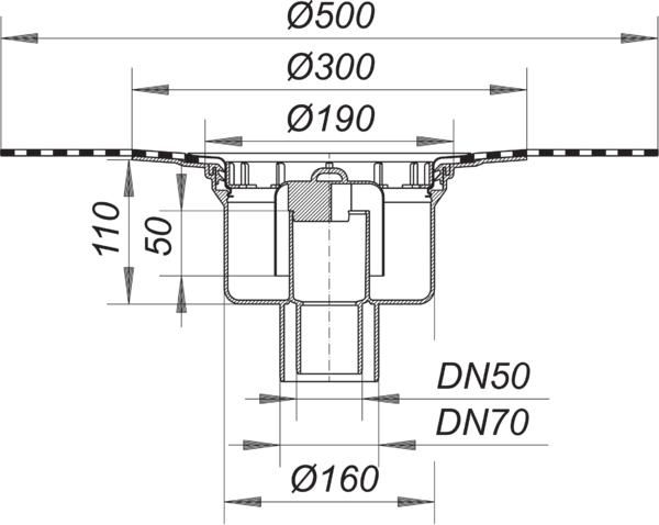 Dallmer Ablaufgehäuse 61 HT Dallbit Serie 15 DN 50/70