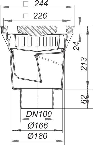Dallmer Hof-/Parkdeckablauf 606.0 DN 100, Gussrost, Belastungsklasse A