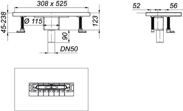 Ablaufgehäuse DallFlex 2.0 senkrecht, DN 50