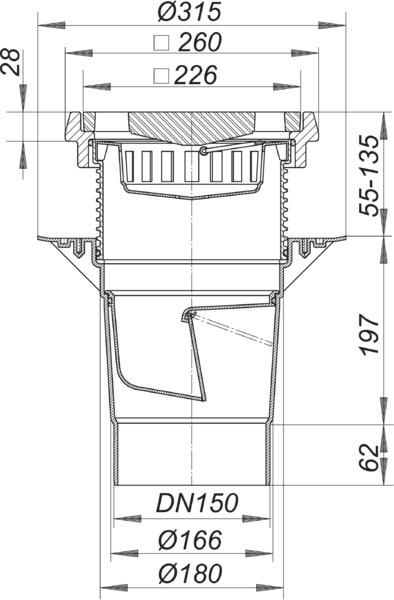 Dallmer Hof-/Parkdeckablauf 616.1 DN 150, Gussrost/-rahmen, verschraubt, Belastungsklasse B