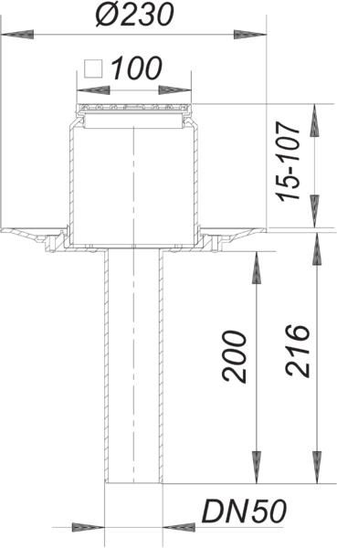 Dallmer Balkonablauf 84 E DN 50, Ablaufstutzen senkrecht