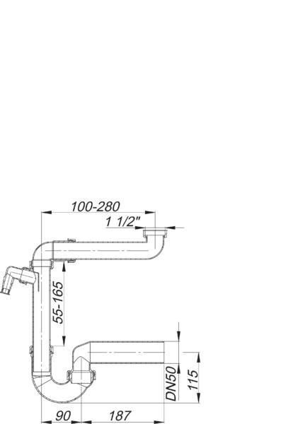Dallmer Raumspar-Siphon 121 1 1/2" x DN 40/50, 1 Waschgeräte-Anschluss