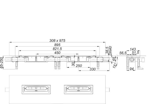 Dallmer Ablaufgehäuse DallFlex Duo Plan DN 40