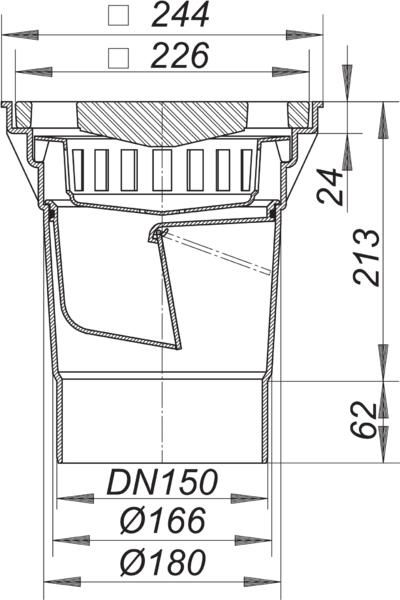 Dallmer Hof-/Parkdeckablauf 606.0 DN 150, Gussrost, Belastungsklasse A