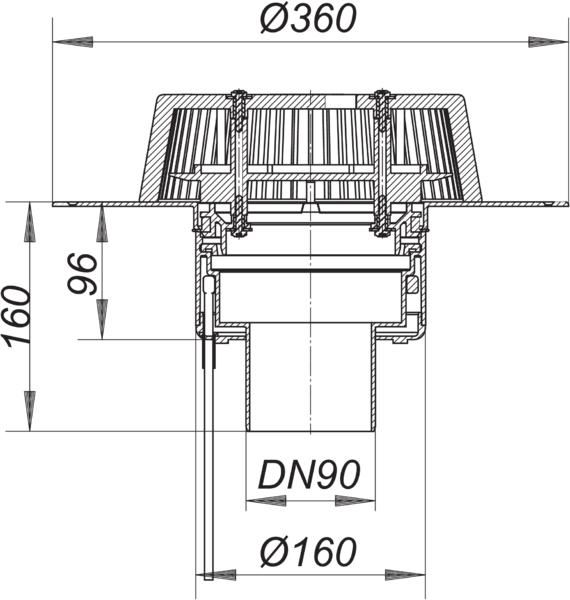 Dallmer Dachablauf SuperDrain 62 H FPO-PP DN 90, beheizt