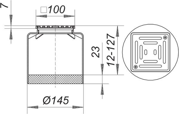 Dallmer Aufsatz Serie 15 ECN 15, Rost Edelstahl 1.4301, verschraubt, 100x100mm