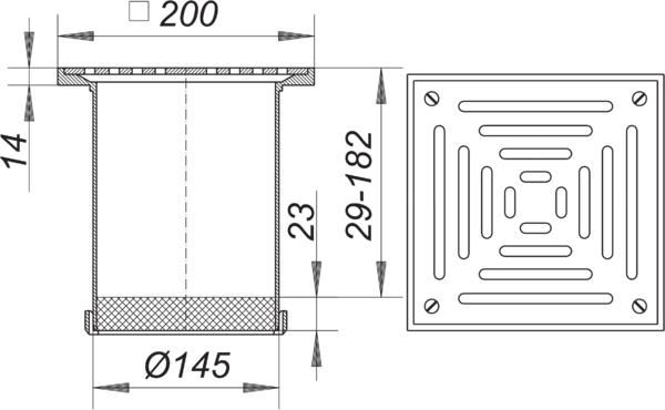 Dallmer Terrassen-Aufsatz GES 20, Rost massiv, 200 x 200 mm, verschraubt