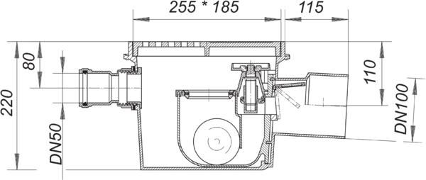 Dallmer Rückstau-Kellerablauf Ballstau 110/1, Zulauf DN 50, DN 100