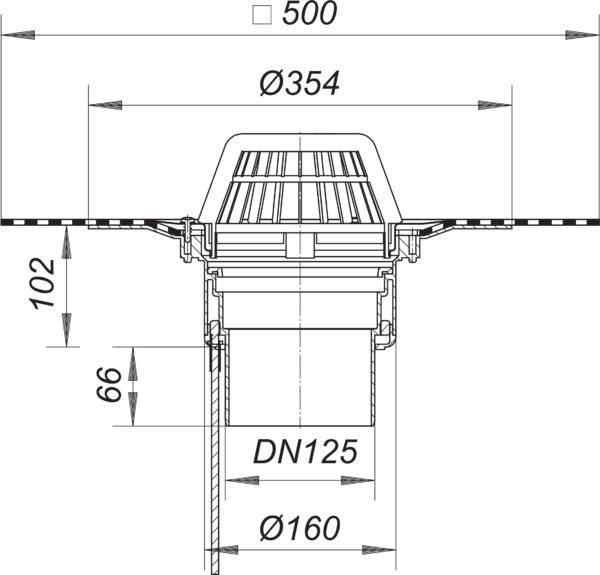Dallmer Dachablauf DallBit 62 H DN 125, beheizt