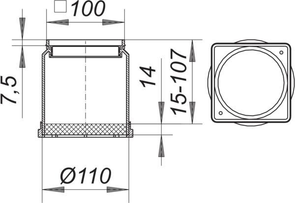 Dallmer Aufsatzrahmen EN 10 Serie 10 100 x 100 mm, Polypropylen, hochschlagfest