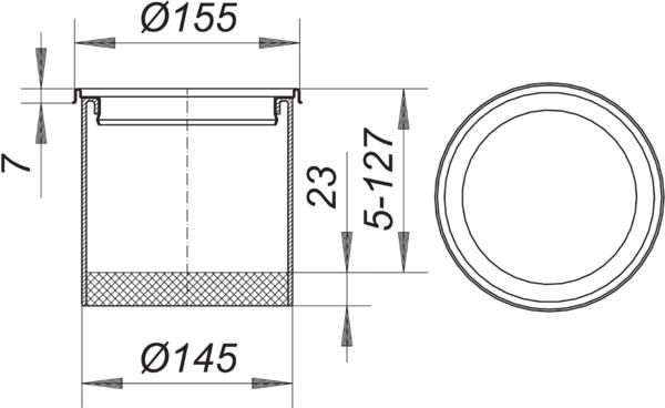 Dallmer Aufsatzrahmen VER 15 Serie 15 VER 15, Edelstahl 1.4301, d= 155mm
