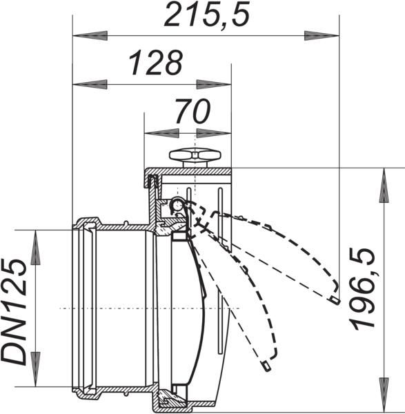 Dallmer Rohrklappe DN 125, ABS, mit Edelstahl-Verschlussklappe