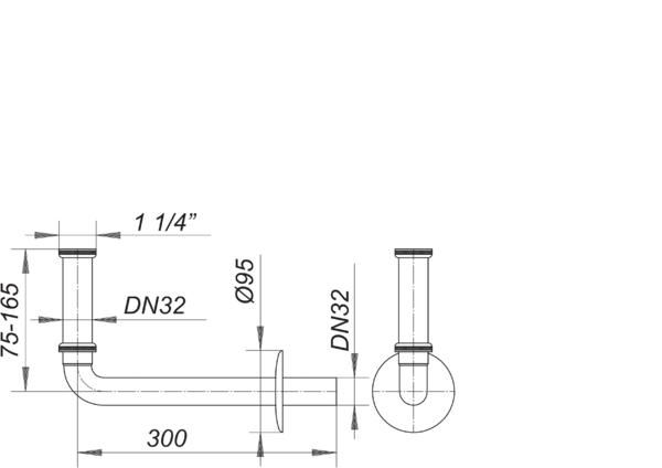 Dallmer Anschlussbogen 320, MS verchromt, 1 1/4"xDN 32