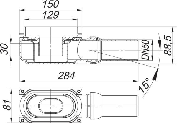 Dallmer Ablaufgehäuse CeraLine Plan, DN 50