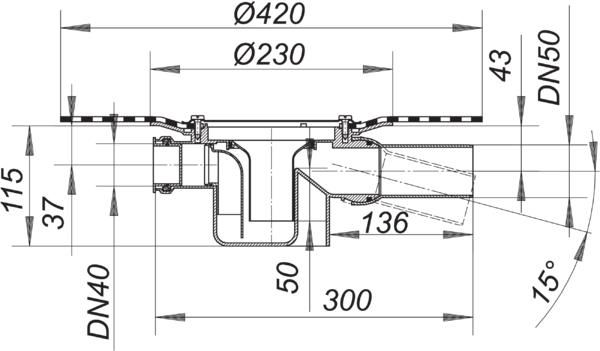 Dallmer Ablaufgehäuse Serie 10 46 DallBit DN 50, Zulauf DN 40