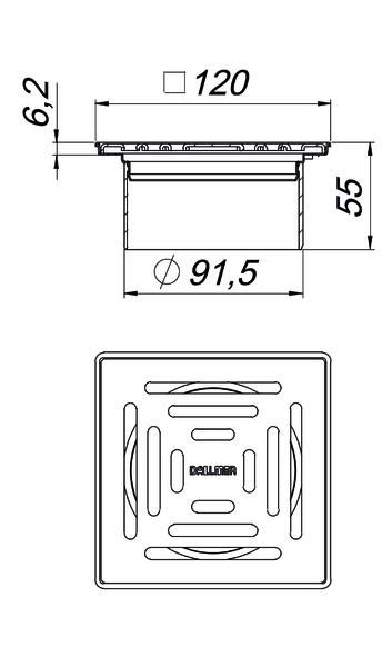 Dallmer Aufsatz Serie 10 VC S 10/120 120 x 120 mm, Edelstahl