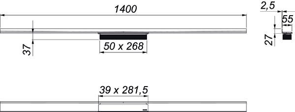 Dallmer Duschrinne CeraWall Select Edelstahl, hochglanz poliert, 1400 mm