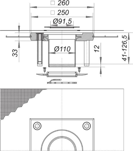Dallmer Aufstockelement Serie 10 CeraDrain S 10, Aussparungsmaß 550 x 550 mm